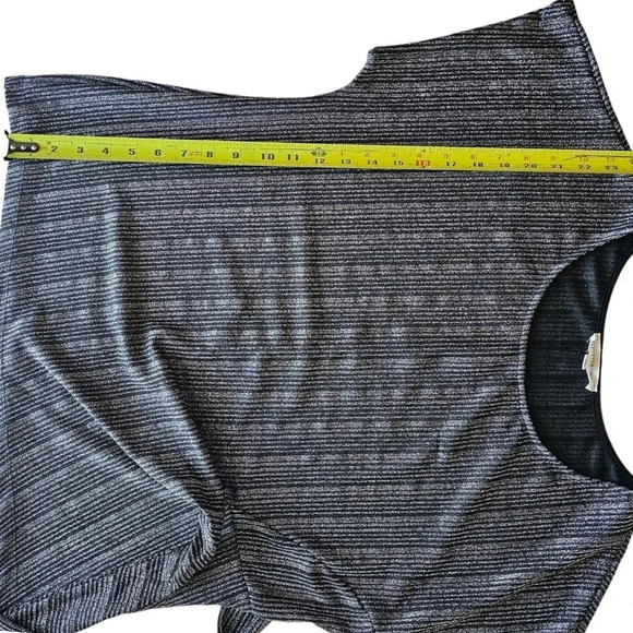 Perseption Concept Striped Black and Silver Sparkly Blouse with Side Tie - Picture 6 of 6